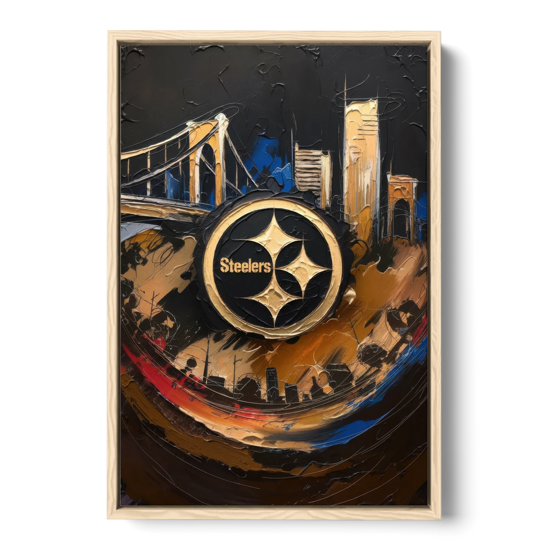 Pittsburgh Steelers Fan Pride - Oak Framed Canvas Wall Art - Front