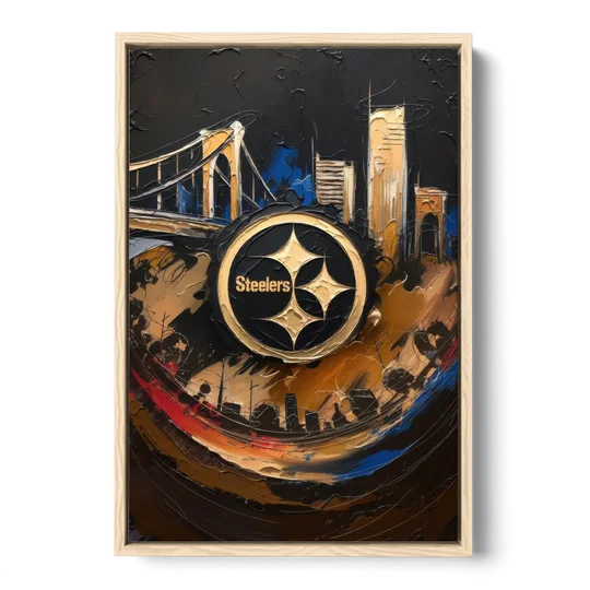 Pittsburgh Steelers Fan Pride - Oak Framed Canvas Wall Art - Front