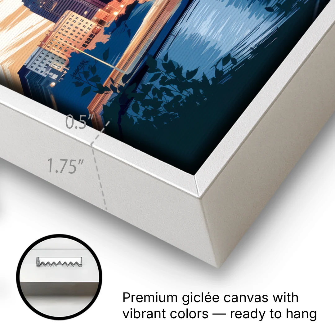 Pittsburgh Urban Aesthetic View - White Framed Canvas Wall Art - Gallery Wrap Corner
