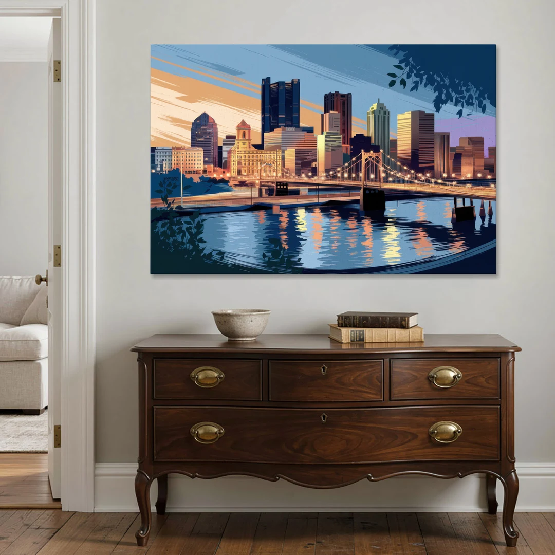 Pittsburgh Urban Aesthetic View - Canvas Wall Art - Coffee Table - 60x40