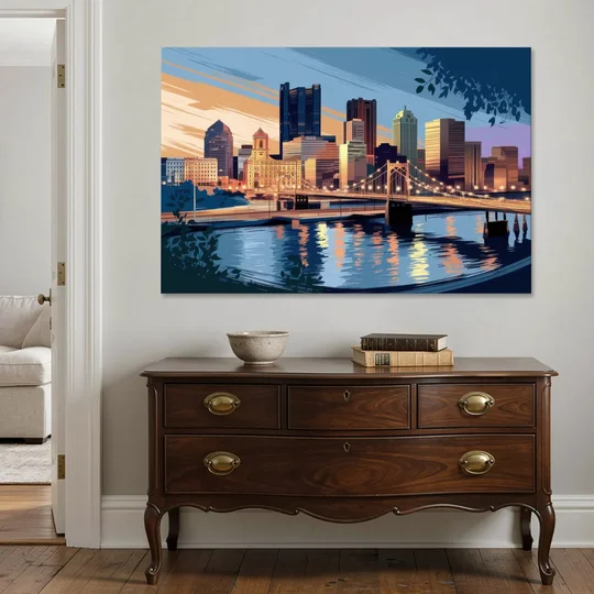 Pittsburgh Urban Aesthetic View - Canvas Wall Art - Coffee Table - 60x40