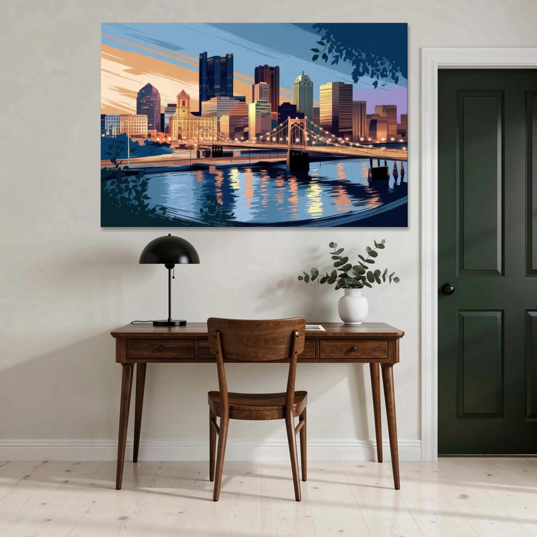 Pittsburgh Urban Aesthetic View - Canvas Wall Art - Office - 60x40