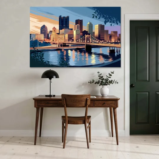 Pittsburgh Urban Aesthetic View - Canvas Wall Art - Office - 60x40