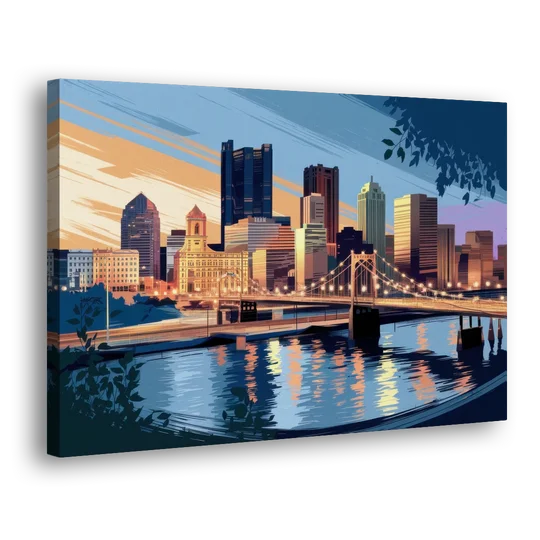 Pittsburgh Urban Aesthetic View - Canvas Wall Art - Side