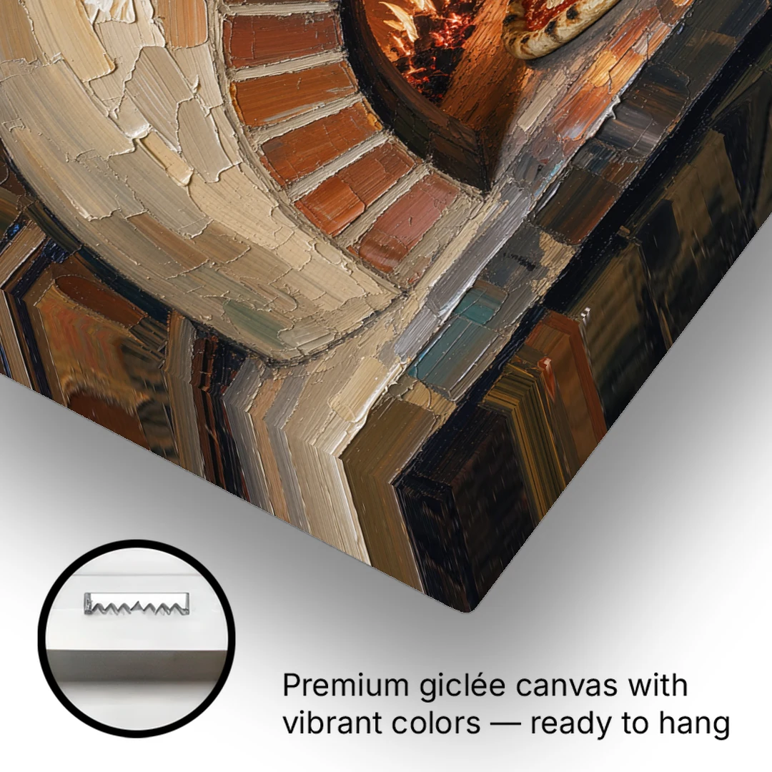Pizza Restaurant Decor with a Brick Oven Glow - Canvas Wall Art - Gallery Wrap Corner