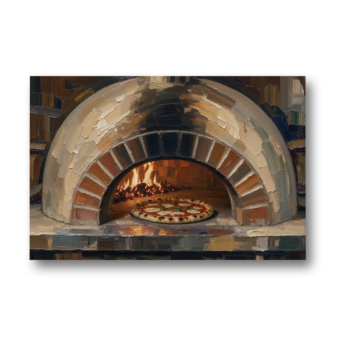 Pizza Restaurant Decor with a Brick Oven Glow - Canvas Wall Art - Front