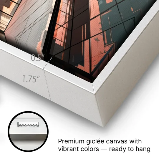 Plano Modern Architecture - White Framed Canvas Wall Art - Gallery Wrap Corner
