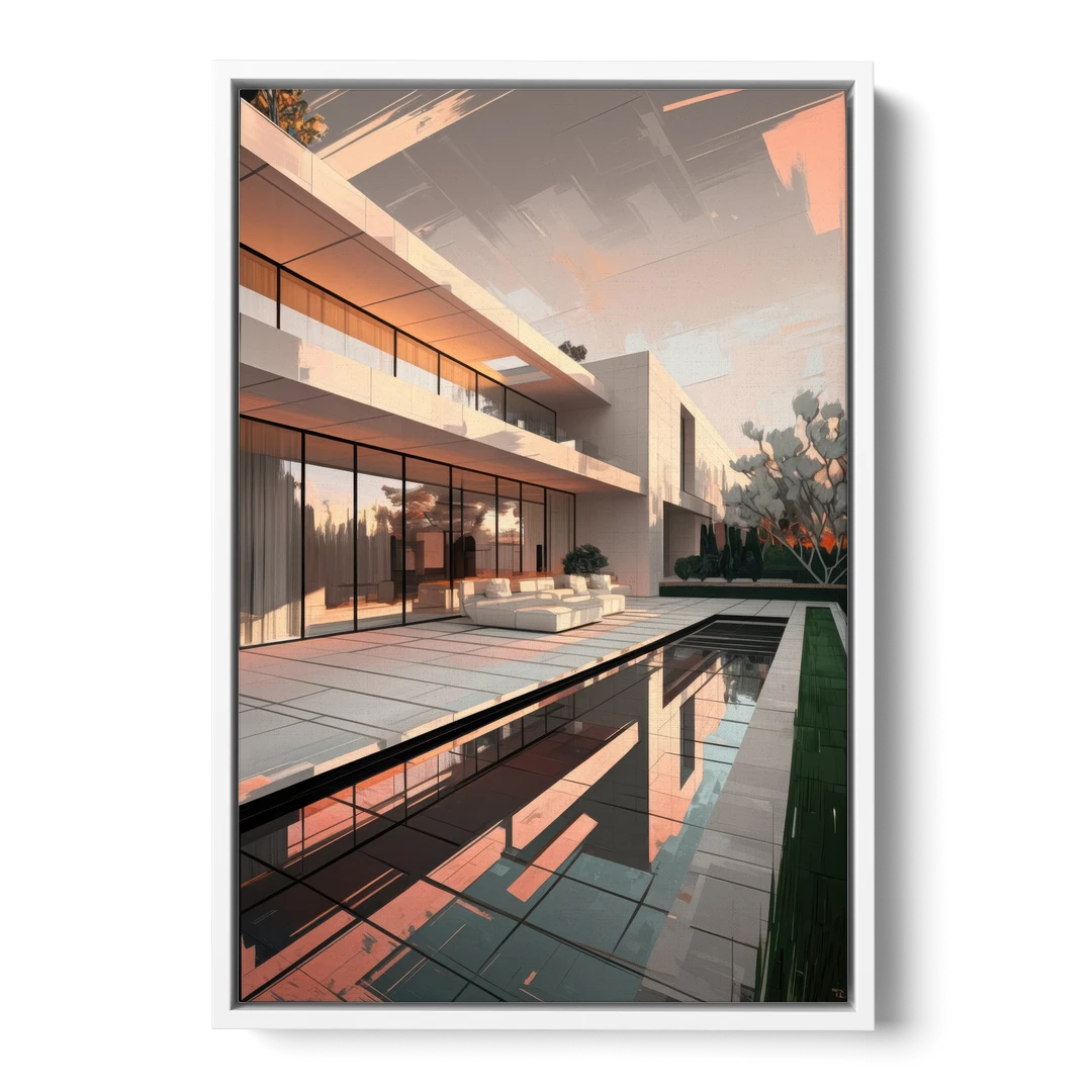 Plano Modern Architecture - White Framed Canvas Wall Art - Front