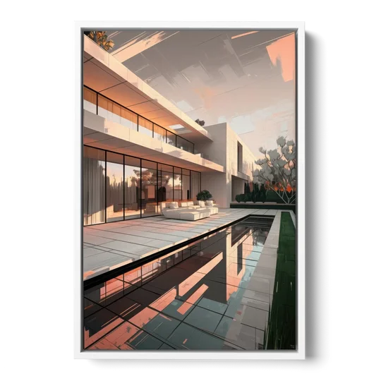 Plano Modern Architecture - White Framed Canvas Wall Art - Front