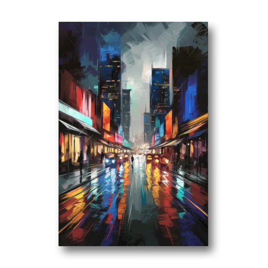 Plano Nightlife Glow Neon - Canvas Wall Art - Front