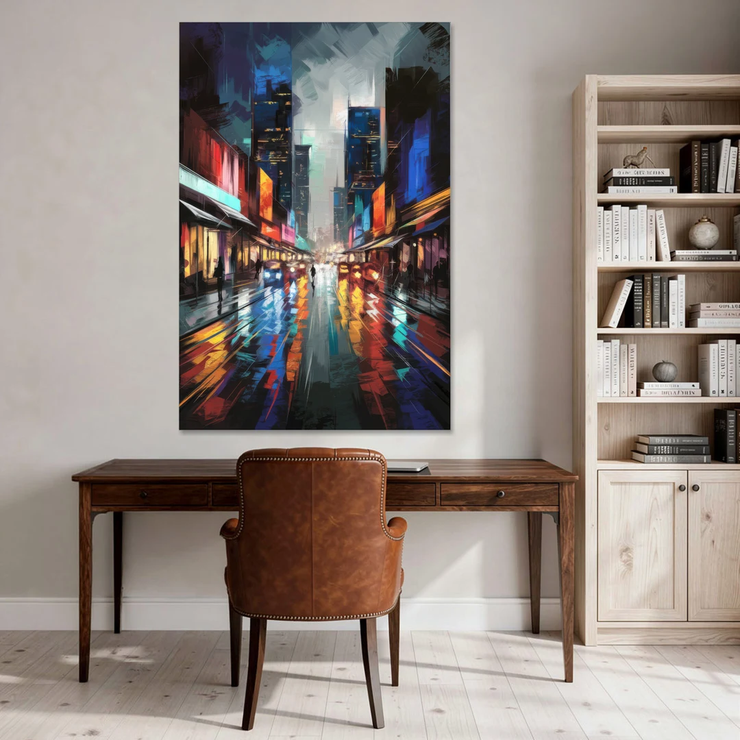 Plano Nightlife Glow Neon - Canvas Wall Art - Office - 40x60