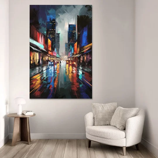 Plano Nightlife Glow Neon - Canvas Wall Art - Sofa - 40x60