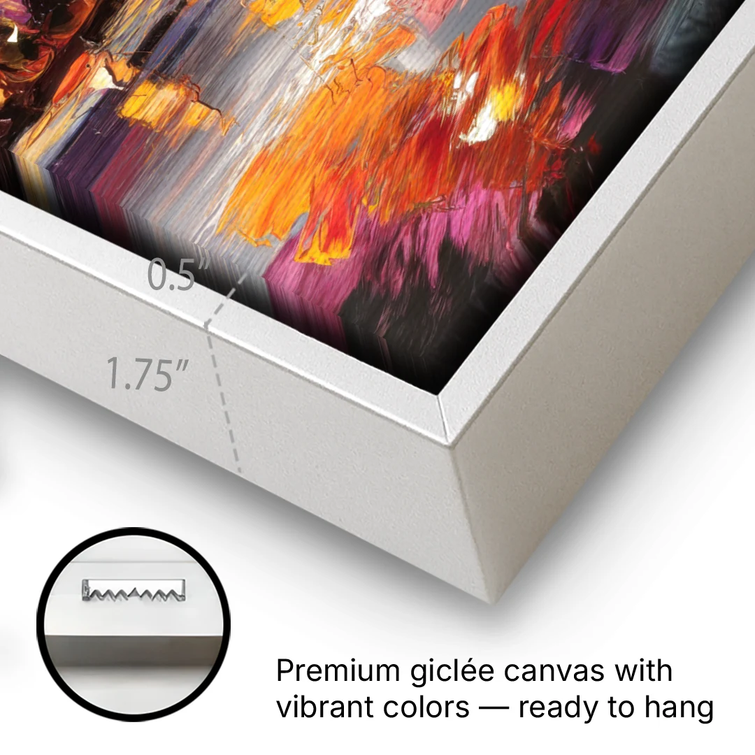 Plano Skyline Sunset - White Framed Canvas Wall Art - Gallery Wrap Corner