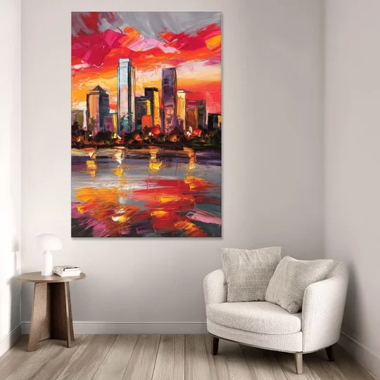 Plano Skyline Sunset - Canvas Wall Art - Sofa - 40x60