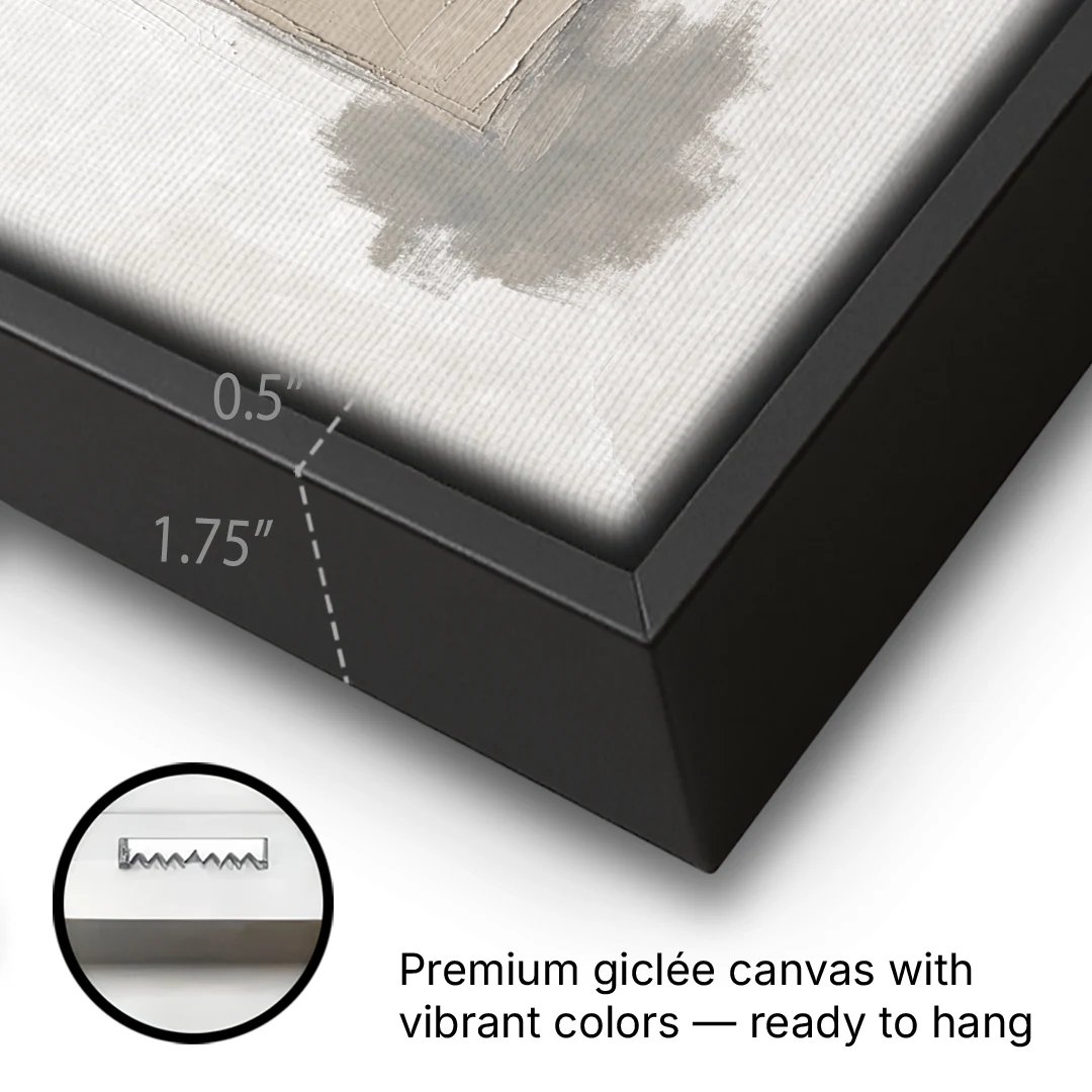 Plaster Texture Wall Art with Terracotta Shadow - Black Framed Canvas Wall Art - Gallery Wrap Corner