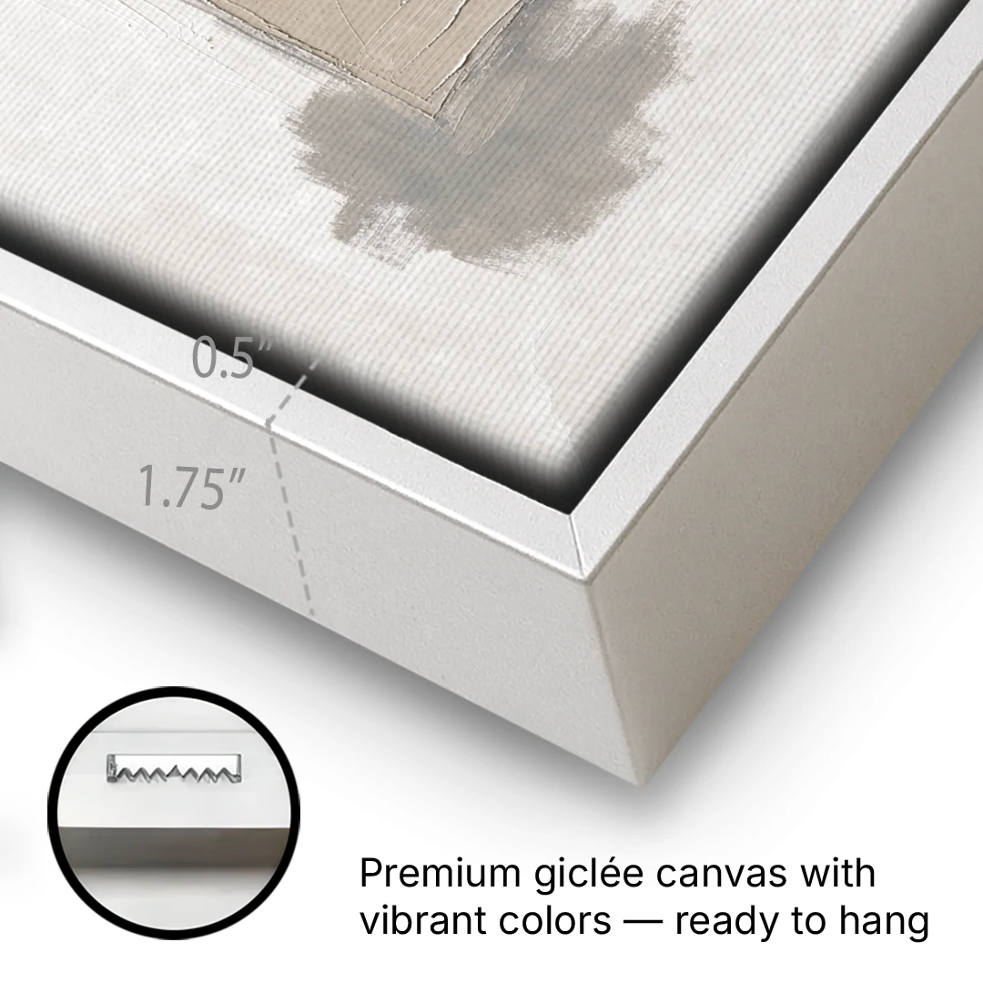 Plaster Texture Wall Art with Terracotta Shadow - White Framed Canvas Wall Art - Gallery Wrap Corner