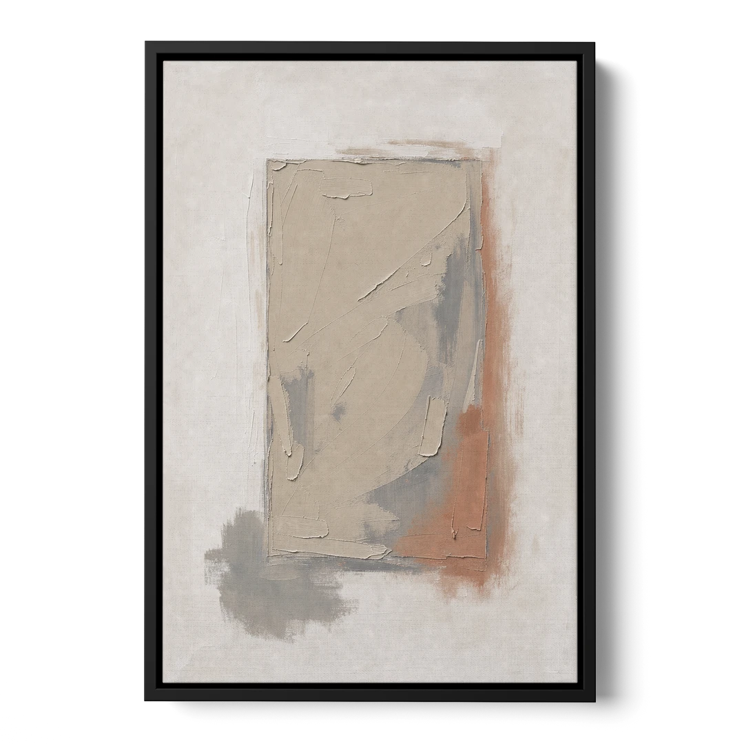 Plaster Texture Wall Art with Terracotta Shadow - Black Framed Canvas Wall Art - Front