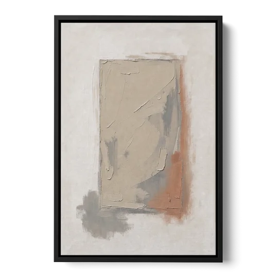 Plaster Texture Wall Art with Terracotta Shadow - Black Framed Canvas Wall Art - Front