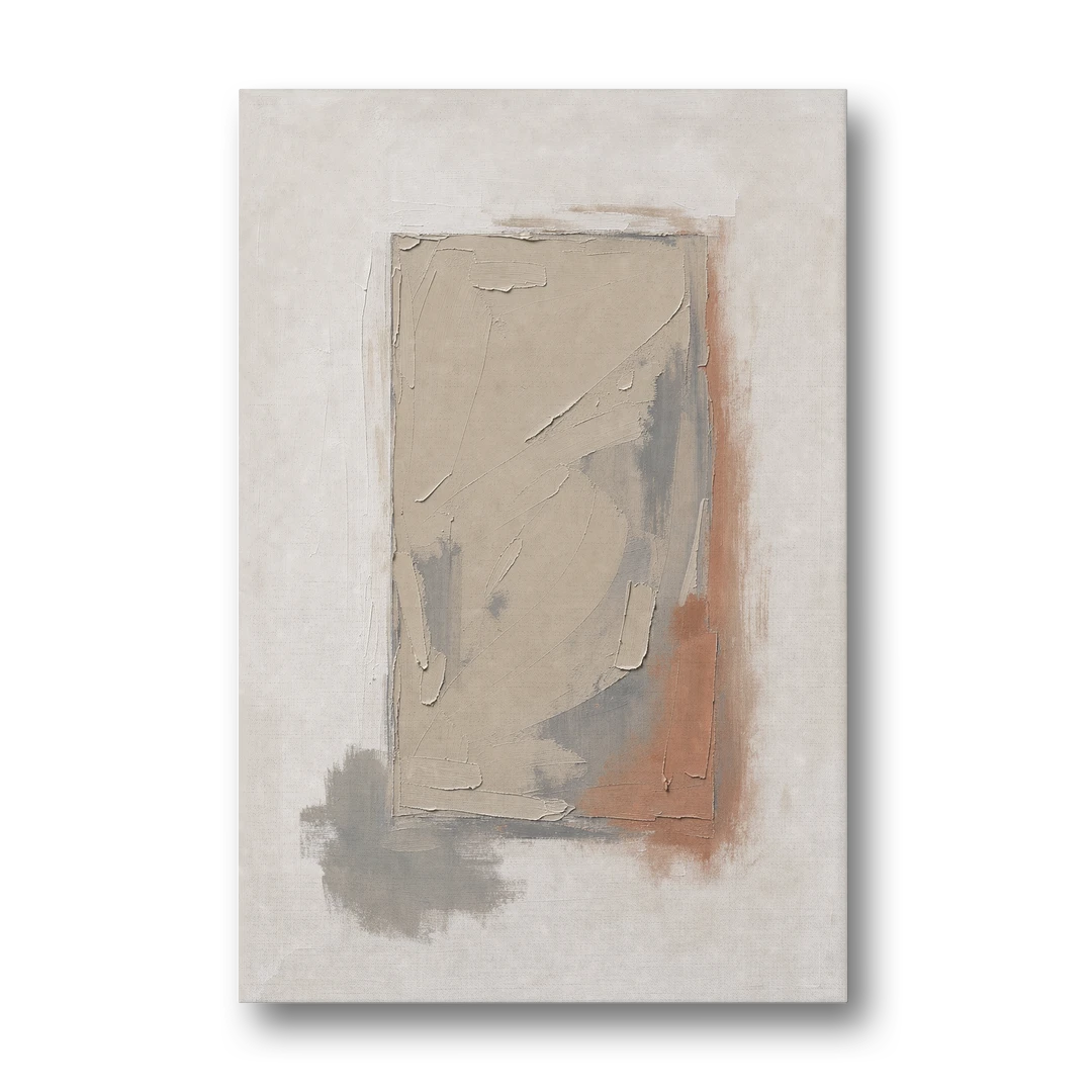 Plaster Texture Wall Art with Terracotta Shadow - Canvas Wall Art - Front