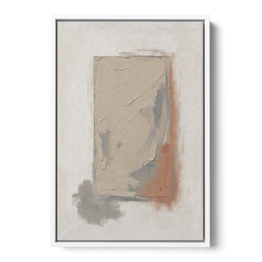 Plaster Texture Wall Art with Terracotta Shadow - White Framed Canvas Wall Art - Front
