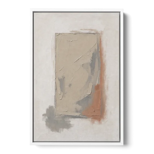 Plaster Texture Wall Art with Terracotta Shadow - White Framed Canvas Wall Art - Front