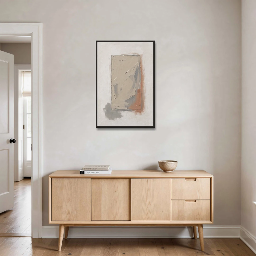 Plaster Texture Wall Art with Terracotta Shadow - Black Framed Canvas Wall Art - Coffee Table - 24x36