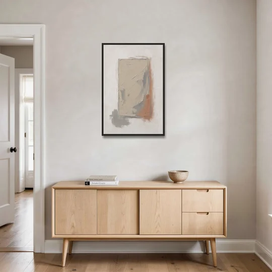 Plaster Texture Wall Art with Terracotta Shadow - Black Framed Canvas Wall Art - Coffee Table - 24x36