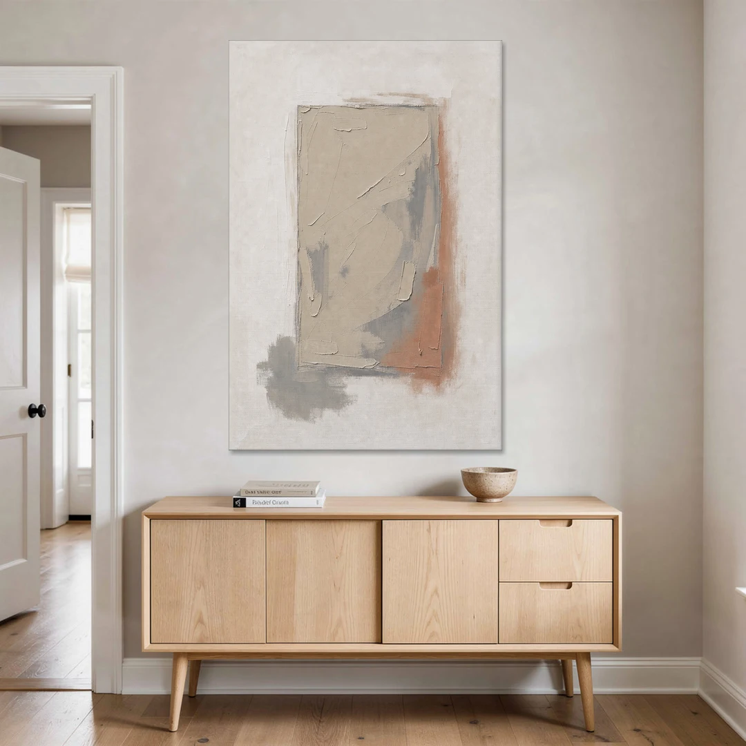 Plaster Texture Wall Art with Terracotta Shadow - Canvas Wall Art - Coffee Table - 40x60
