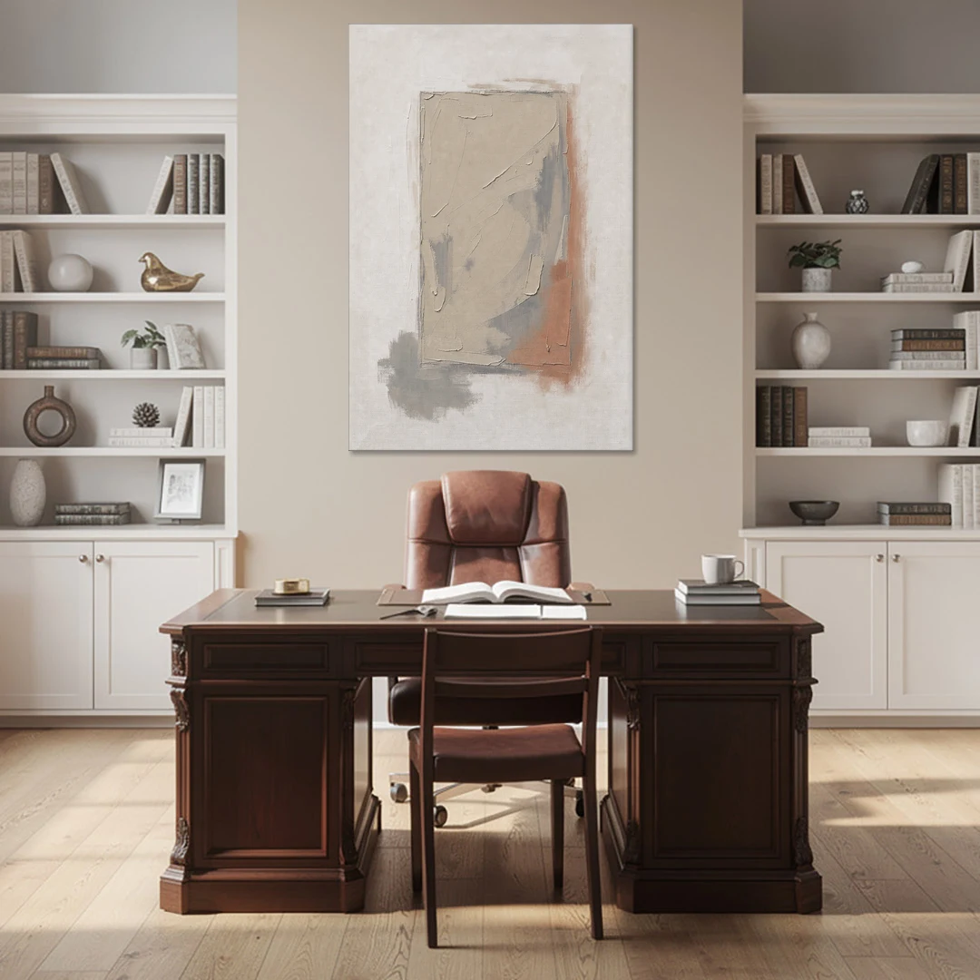 Plaster Texture Wall Art with Terracotta Shadow - Canvas Wall Art - Office - 40x60