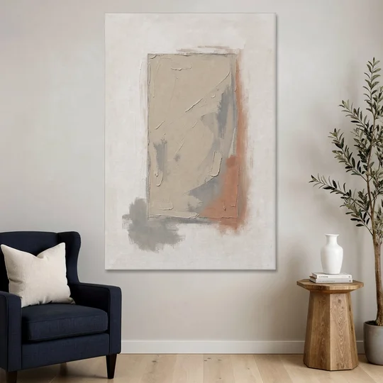 Plaster Texture Wall Art with Terracotta Shadow - Canvas Wall Art - Sofa - 40x60