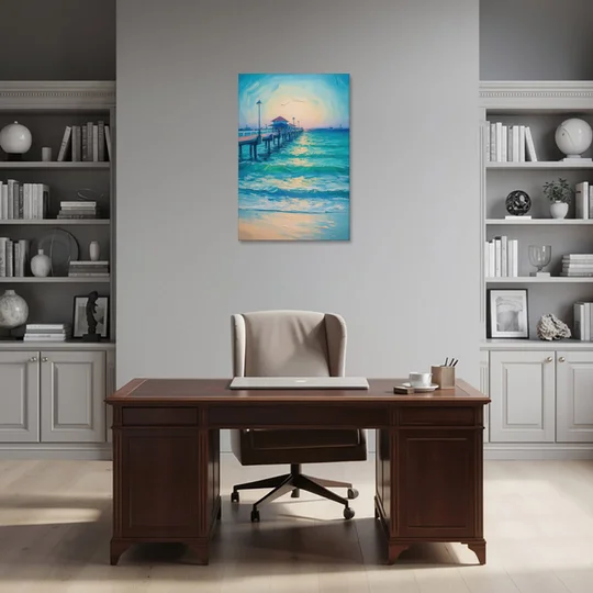 Playa del Carmen Pier - Canvas Wall Art - Office - 24x36