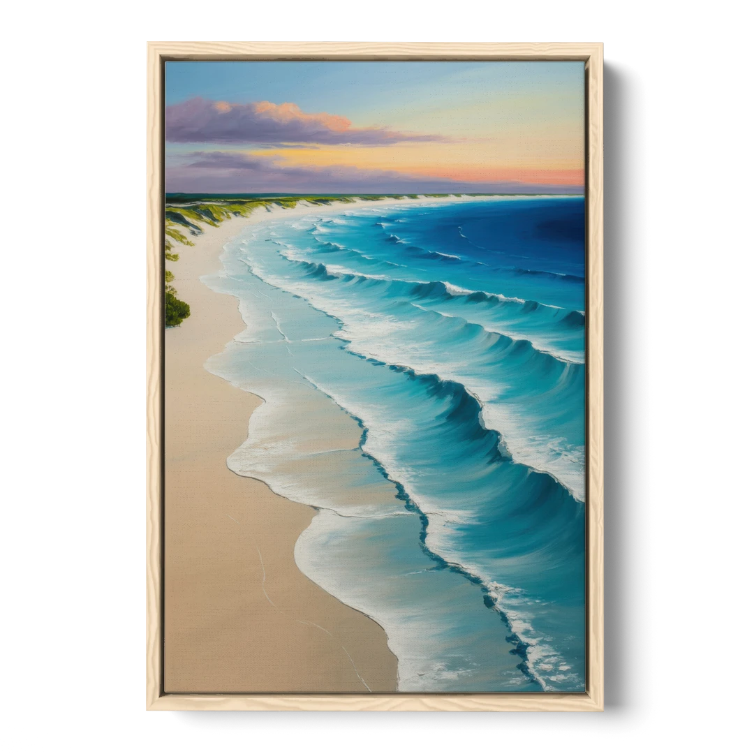 Playa Delfines Overlook - Oak Framed Canvas Wall Art - Front