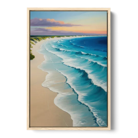 Playa Delfines Overlook - Oak Framed Canvas Wall Art - Front
