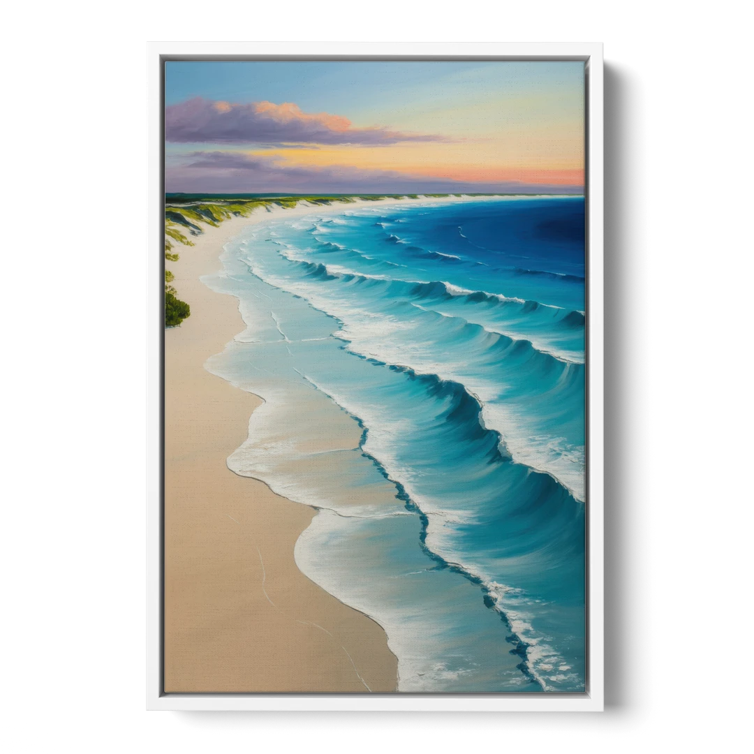Playa Delfines Overlook - White Framed Canvas Wall Art - Front