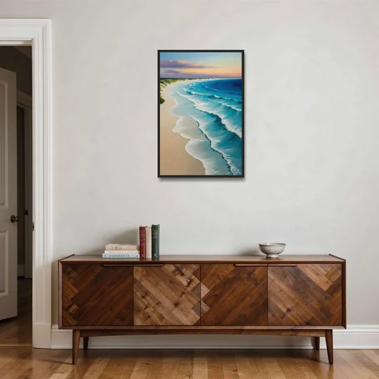 Playa Delfines Overlook - Black Framed Canvas Wall Art - Coffee Table - 24x36