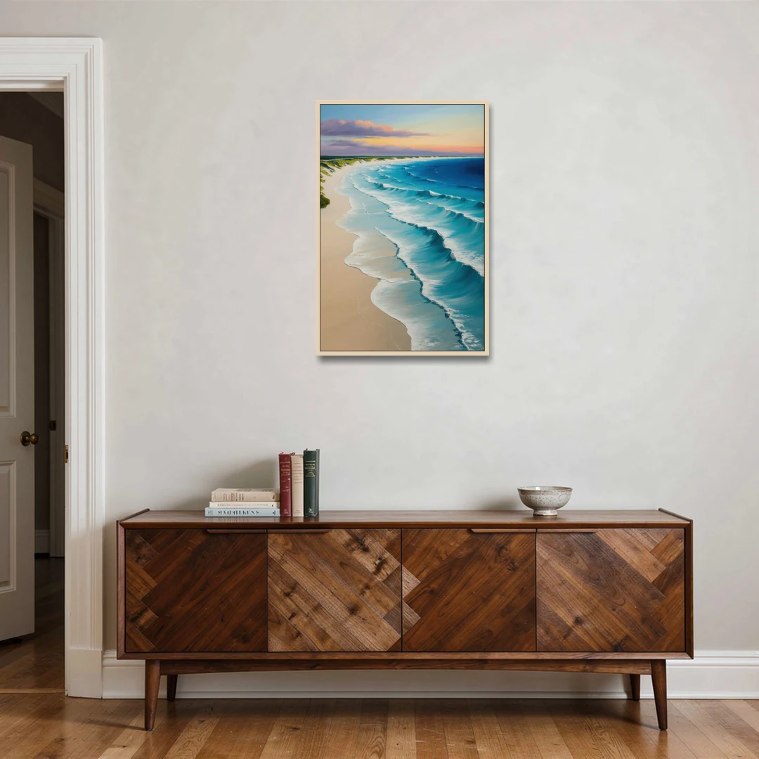 Playa Delfines Overlook - Oak Framed Canvas Wall Art - Coffee Table - 24x36