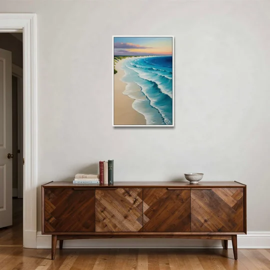 Playa Delfines Overlook - White Framed Canvas Wall Art - Coffee Table - 24x36