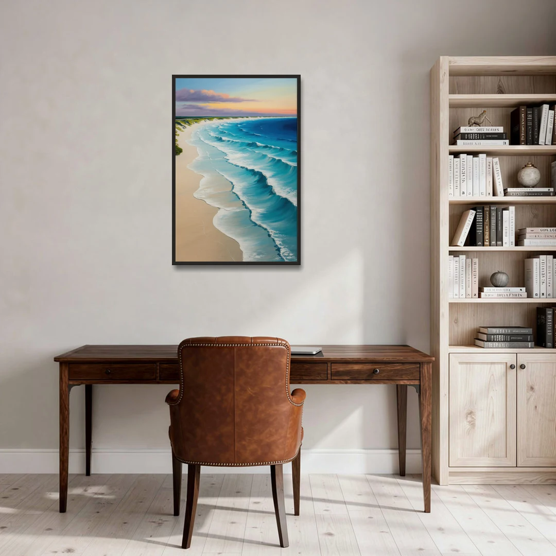 Playa Delfines Overlook - Black Framed Canvas Wall Art - Office - 24x36