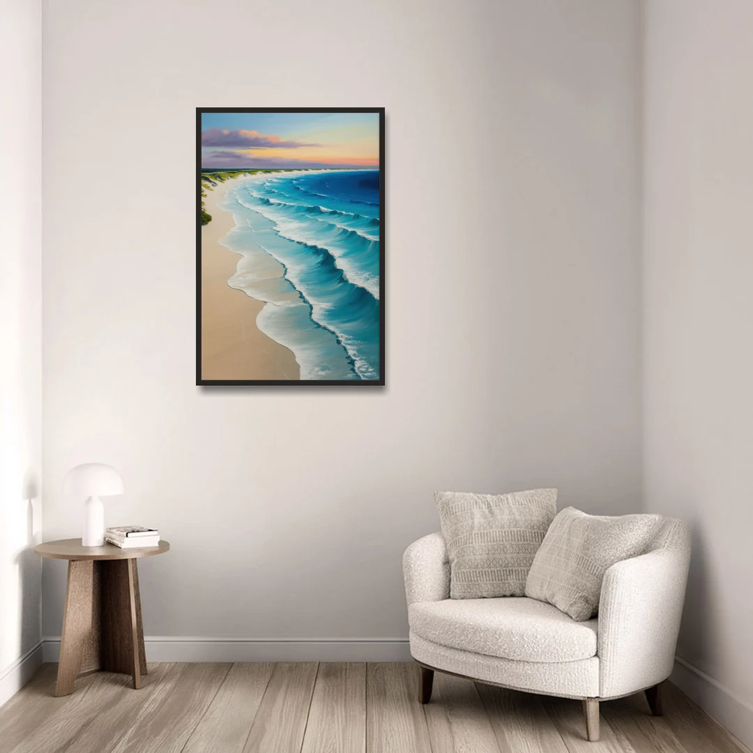 Playa Delfines Overlook - Black Framed Canvas Wall Art - Sofa - 24x36
