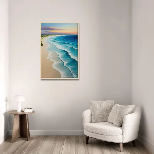 Playa Delfines Overlook - Oak Framed Canvas Wall Art - Sofa - 24x36