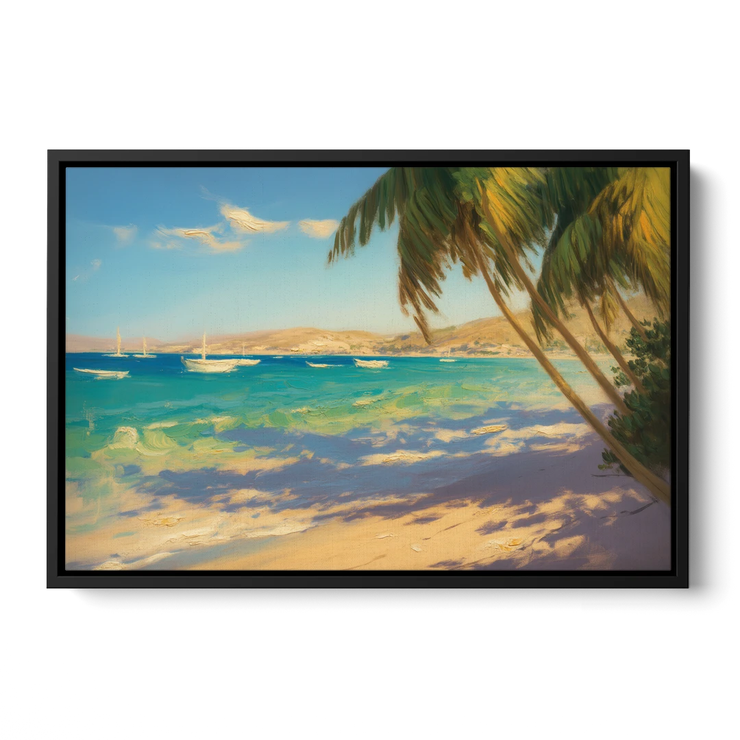 Playa El Coromuel Shore - Black Framed Canvas Wall Art - Front