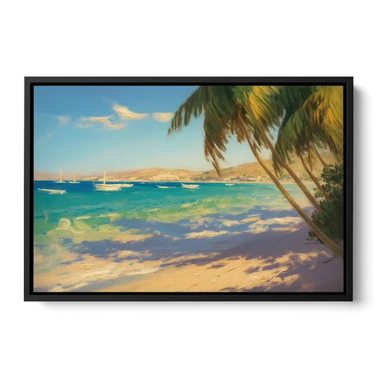 Playa El Coromuel Shore - Black Framed Canvas Wall Art - Front