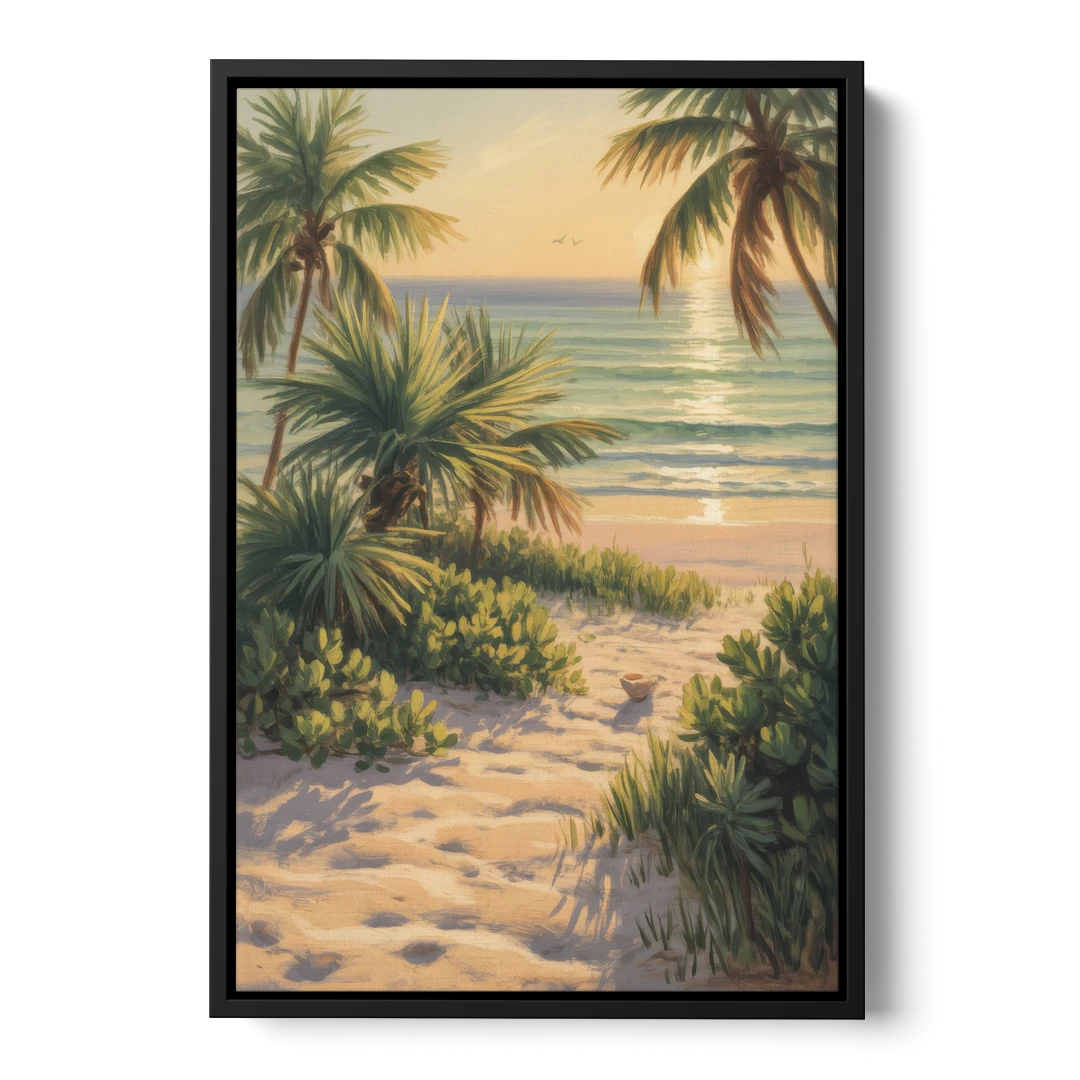 Playa Langosta Palms - Black Framed Canvas Wall Art - Front