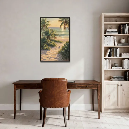 Playa Langosta Palms - Black Framed Canvas Wall Art - Office - 24x36