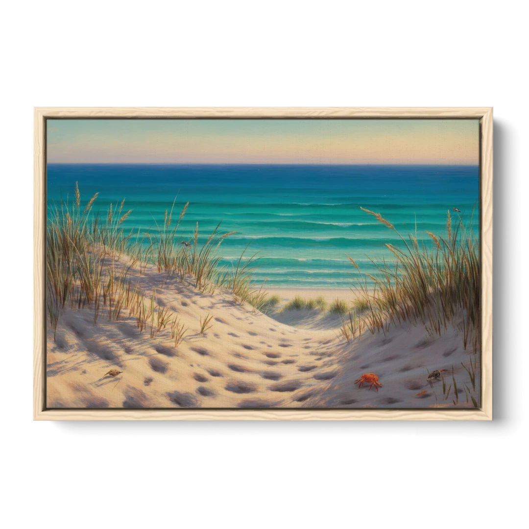 Playa Marlín Dunes - Oak Framed Canvas Wall Art - Front