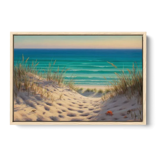 Playa Marlín Dunes - Oak Framed Canvas Wall Art - Front