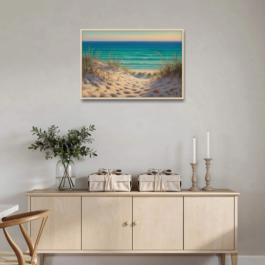 Playa Marlín Dunes - Oak Framed Canvas Wall Art - Coffee Table - 36x24
