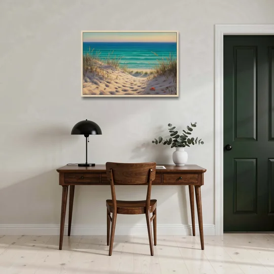 Playa Marlín Dunes - Oak Framed Canvas Wall Art - Office - 36x24
