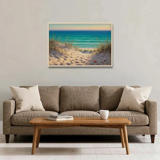 Playa Marlín Dunes - Oak Framed Canvas Wall Art - Sofa - 36x24