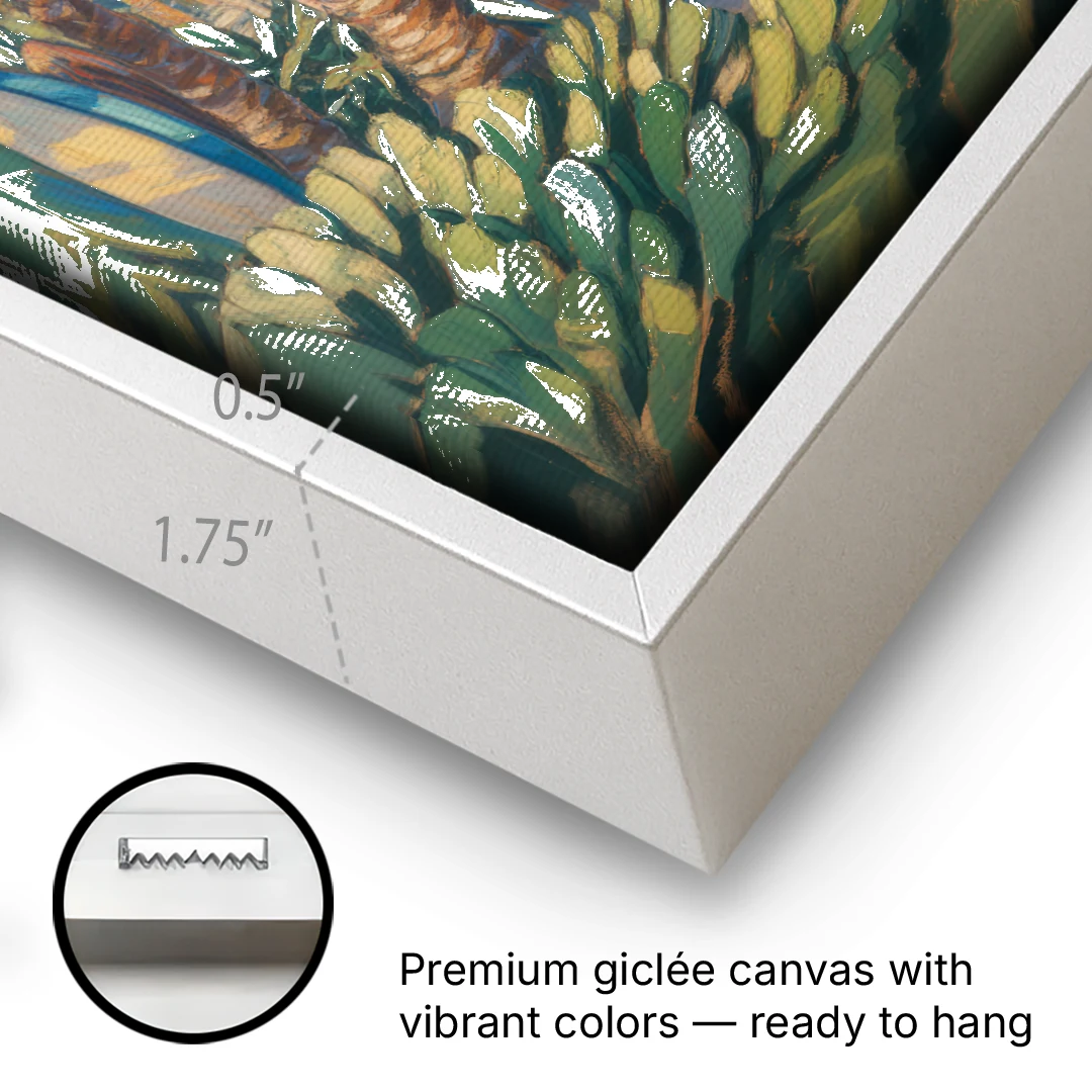 Playa Sayulita Palms - White Framed Canvas Wall Art - Gallery Wrap Corner